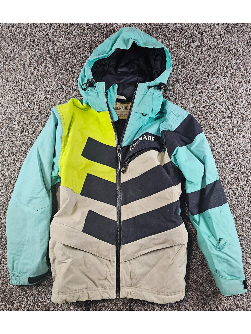 Grenade Girls Sz M Snowboarding Jacket Teal Gray Winter Coat